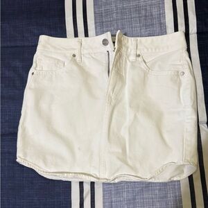 Express Off-White Denim Mini Skirt